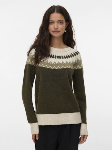 Vero Moda Simone Long Sleeve Nordic Pullover - Grape Leaf