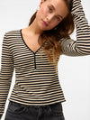 Vero Moda Isabella Long Sleeve O-Neck Top - Black Stripes