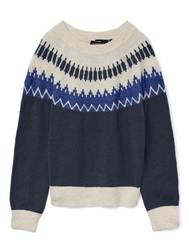 Vero Moda Simone Long Sleeve Nordic Pullover - Navy Blazer