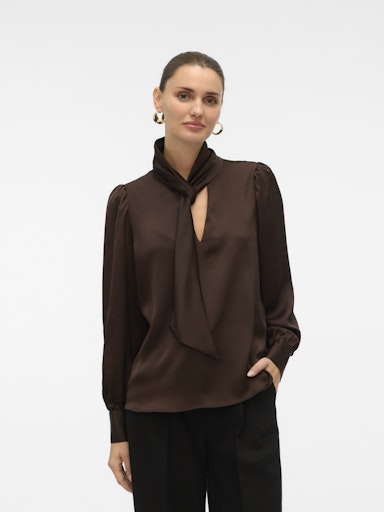 Vero Moda Nini Cia Long Sleeve Top - Chocolate Torte