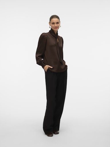 Vero Moda Nini Cia Long Sleeve Top - Chocolate Torte