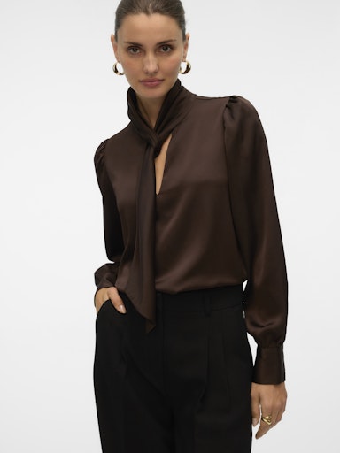 Vero Moda Nini Cia Long Sleeve Top - Chocolate Torte