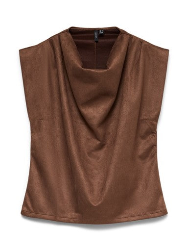 Vero Moda Birka Sleeveless Pleat Top - Cocoa Brown