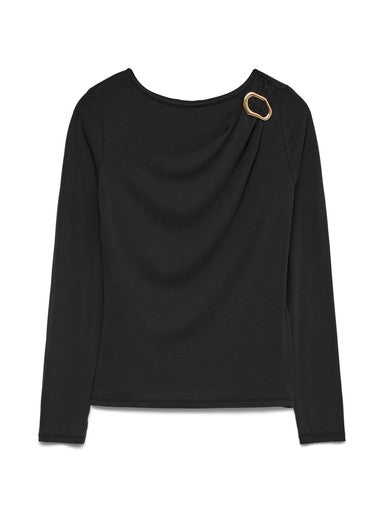 Vero Moda Brielle Long Sleeve Boatneck Top - Black