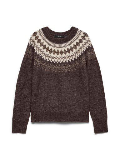 Vero Moda Simone Long Sleeve Nordic Pullover - Chocolate Torte