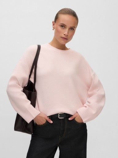 Vero Moda Sif Long Sleeve O Neck Pullover - Primrose Pink