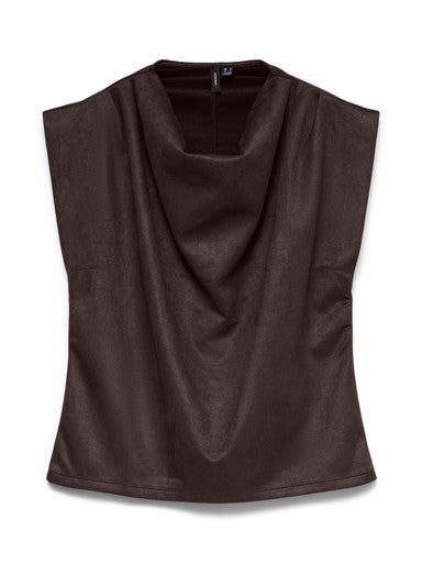 Vero Moda Birka Sleeveless Pleat Top - Chocolate Torte