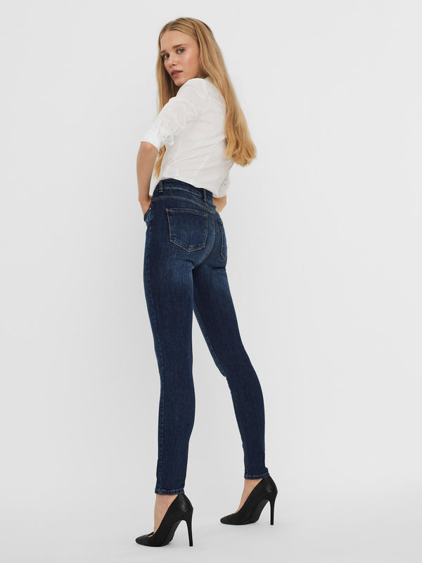 Vero Moda Seven Midrise Slim Jeans - Dark Blue Denim