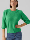Vero Moda Vigga 3/4 Rib Pullover - Bright Green