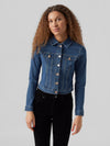 Vero Moda Luna Long Sleeve Slim Denim Jacket - Medium Blue Denim