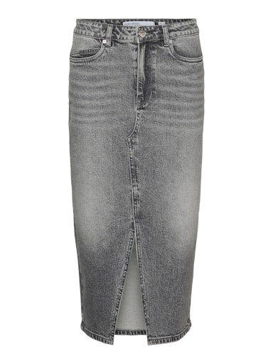 Vero Moda Veri High Rise Calf Denim Skirt - Medium Grey Denim