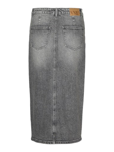 Vero Moda Veri High Rise Calf Denim Skirt - Medium Grey Denim