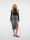 Vero Moda Veri High Rise Calf Denim Skirt - Medium Grey Denim