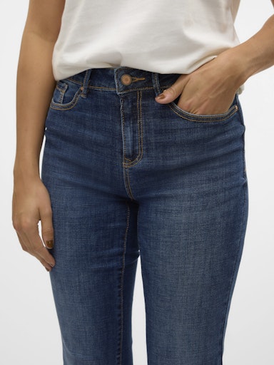 Vero Moda Flash Mid Rise Straight Jeans - Dark Blue Denim