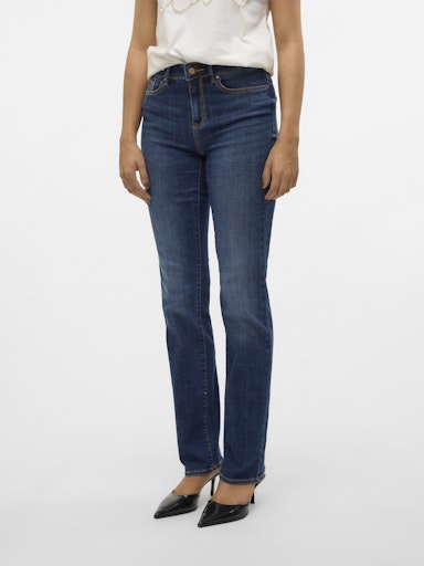Vero Moda Flash Mid Rise Straight Jeans - Dark Blue Denim