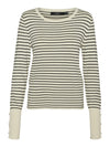 Vero Moda Dory Long Sleeve O-Neck Button Pullover - Birch/Black