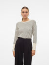 Vero Moda Dory Long Sleeve O-Neck Button Pullover - Birch/Black