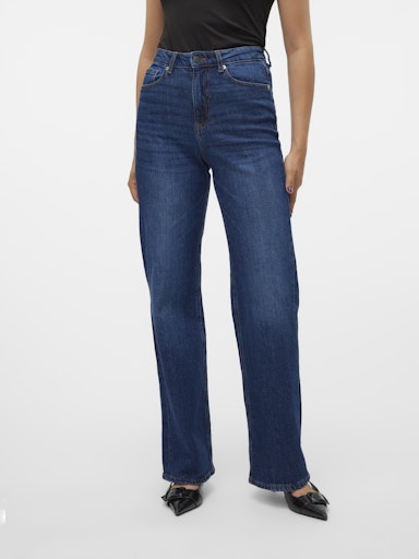 Vero Moda Tessa High Rise Wide Jeans - Dark Blue Denim
