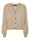 Vero Moda Gold Roll Long Sleeve V Neck Cardigan - Silver Mink