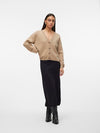 Vero Moda Gold Roll Long Sleeve V Neck Cardigan - Silver Mink