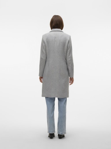 Vero Moda Blaza Herringbone Long Coat Light Grey Kevin Bowens