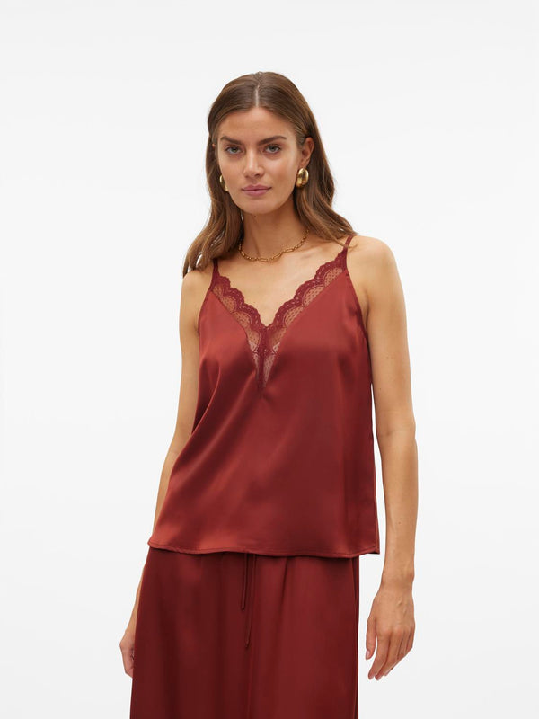 Vero Moda Mosia Singlet Lace Top - Fired Brick