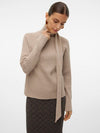 Vero Moda Zoey Long Sleeve Wrap Neck Pullover - Silver Mink