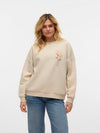 Vero Moda Karol Long Sleeve Sweat Top - Birch/Embroidery