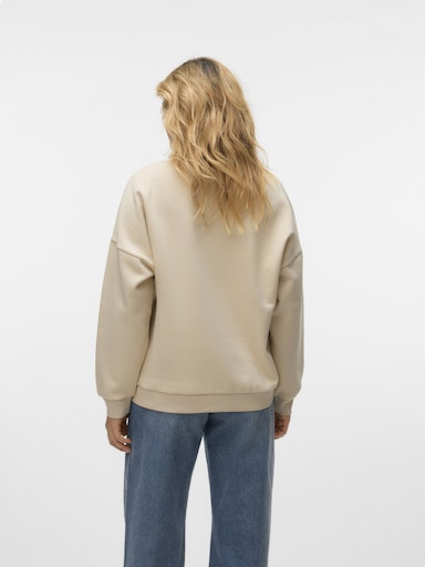 Vero Moda Karol Long Sleeve Sweat Top - Birch/Embroidery