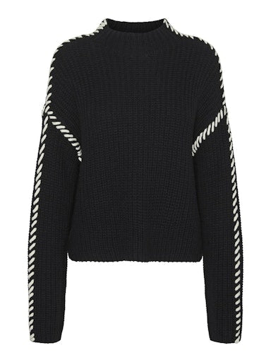 Vero Moda Newcream Long Sleeve Funnel Neck Pullover - Black