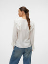 Vero Moda Kausa Frill Long Sleeve Top - Snow White