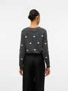 Vero Moda Doffy Intarsia Long Sleeve O Neck Pullover - Dark Grey Melange