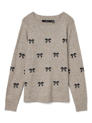 Vero Moda Doffy Intarsia Long Sleeve O Neck Pullover - Moon Rock