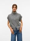 Vero Moda Bang Sleeveless Highneck Zipper Vest - Medium Grey Melange