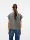 Vero Moda Bang Sleeveless Highneck Zipper Vest - Medium Grey Melange