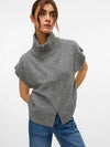 Vero Moda Bang Sleeveless Highneck Zipper Vest - Medium Grey Melange