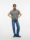 Vero Moda Bang Sleeveless Highneck Zipper Vest - Medium Grey Melange