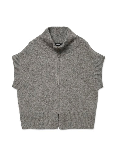Vero Moda Bang Sleeveless Highneck Zipper Vest - Medium Grey Melange