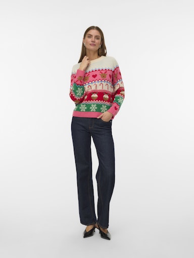 Vero Moda New Christmas Stuff Long Sleeve O Neck Pullover - Pink