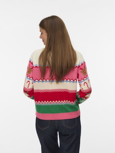 Vero Moda New Christmas Stuff Long Sleeve O Neck Pullover - Pink