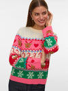 Vero Moda New Christmas Stuff Long Sleeve O Neck Pullover - Pink