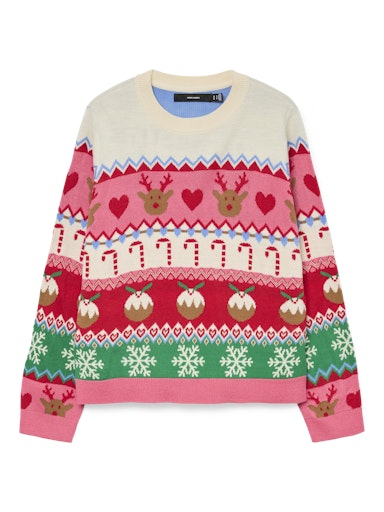 Vero Moda New Christmas Stuff Long Sleeve O Neck Pullover - Pink