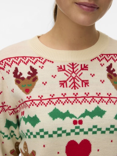 Vero Moda New Christmas Stuff Long Sleeve O Neck Pullover - Birch