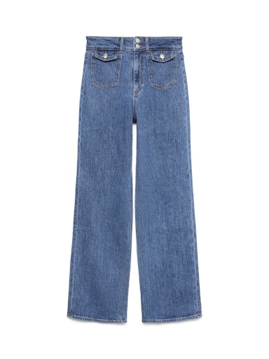 Noisy May Yolanda Wide Leg Jeans - Medium Blue Denim