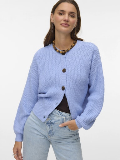 Vero Moda Lea Long Sleeve O Neck Cardigan - Brunnera Blue