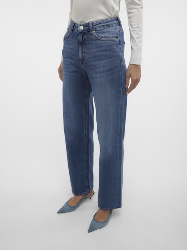 Vero Moda Tessa High Rise Wide Jeans - Medium Blue Denim