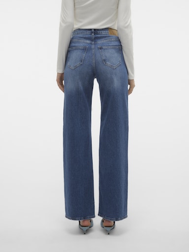 Vero Moda Tessa High Rise Wide Jeans - Medium Blue Denim