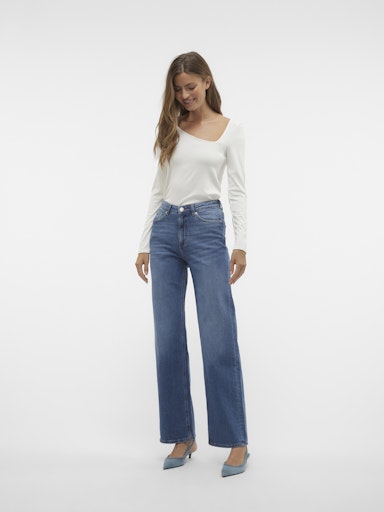 Vero Moda Tessa High Rise Wide Jeans - Medium Blue Denim