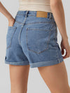 Vero Moda Zuri High Rise Loose Shorts - Medium Blue Denim