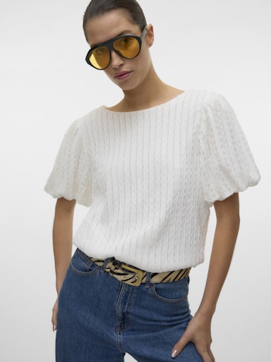 Vero Moda Nomi Short Sleeve Top - Snow White